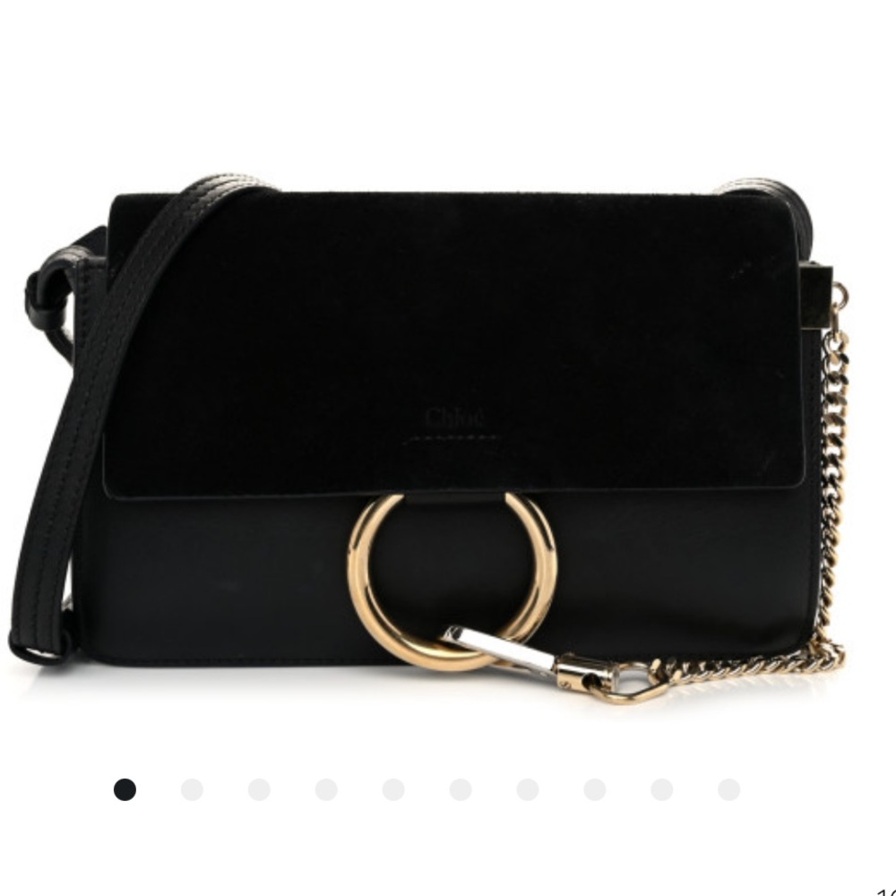 Chloe Black and Gold Crossbody Bag with Chain Strap